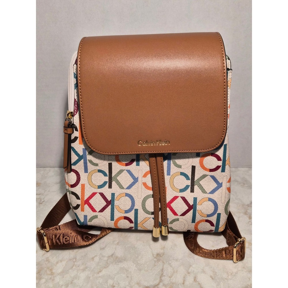 Calvin Klein NWT Multicolor Monogram Mini Backpack Convertible Crossbody